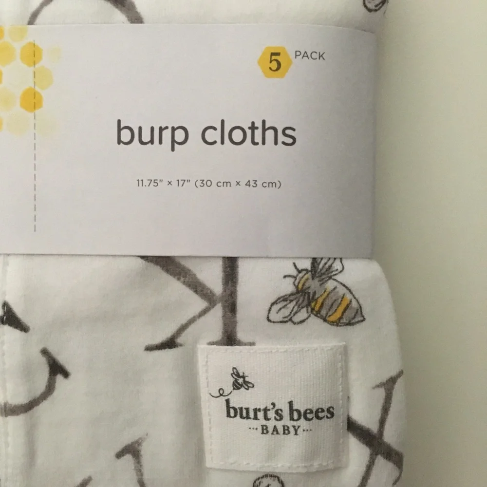 NEW Burp Cloths 100% Organic Cotton ABC’s Alphabet + More Prints | Burt’s Bees
